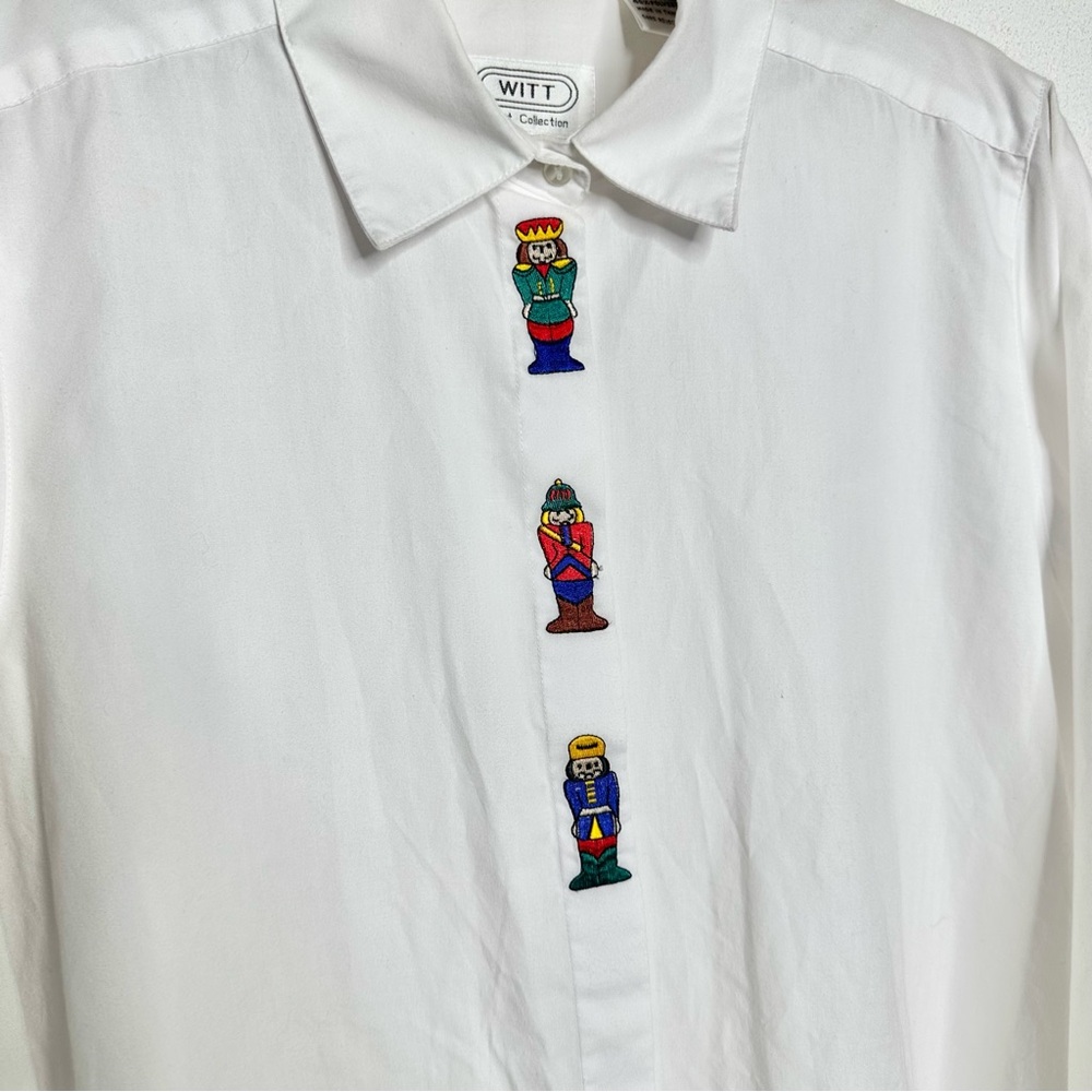 Vtg Witt Nutcracker Long Sleeve Button Shirt Christmas Holidays Sz 14 Women M